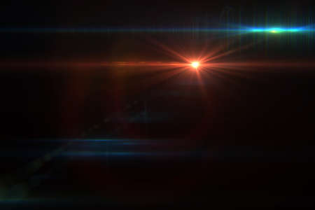 Lens flare effect in space 3D render