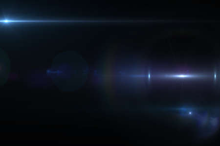 Lens flare effect in space 3D render