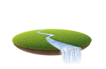 Little fine island. A piece of land in the air. Empty lawn.の写真素材