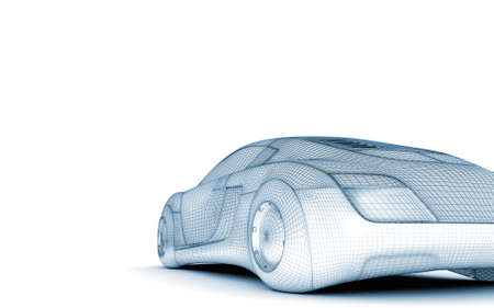 Car from the future isolated background 3D renderingの写真素材