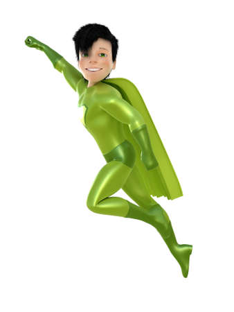 3d man - brave superhero. Isolated on whiteの写真素材