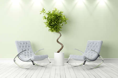 Bright interior in a modern style . 3D render