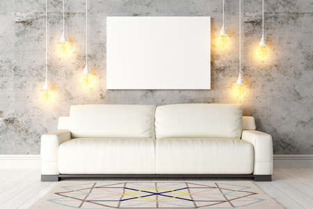 Bright interior with frame in a modern style . 3D renderの写真素材