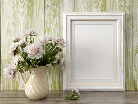 Empty modern style frame on composition wall as conceptの写真素材