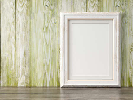 Empty modern style frame on composition wall as concept