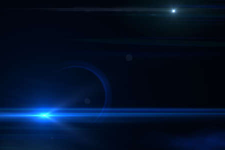 Lens flare effect in space 3D render