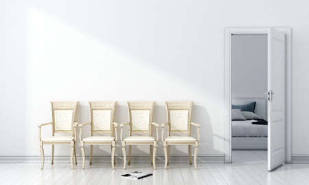 Bright interior in a modern style . 3D render
