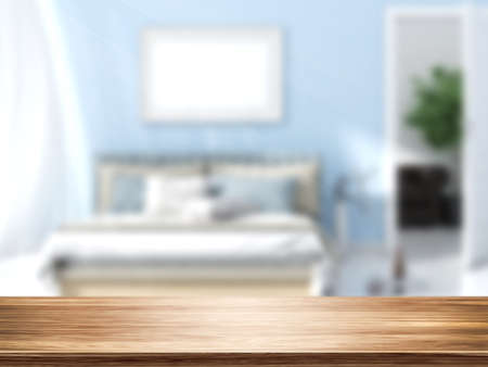 3D Rendering  Table Top And Blur Interior of Backgroundの写真素材