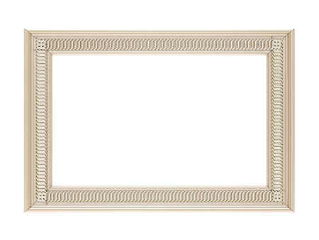Wooden frame isolated on white background 3D render