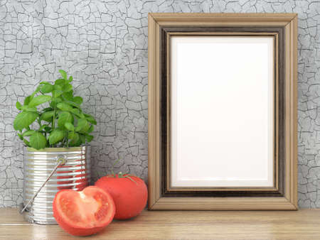 Empty modern style frame on composition wall as conceptの写真素材