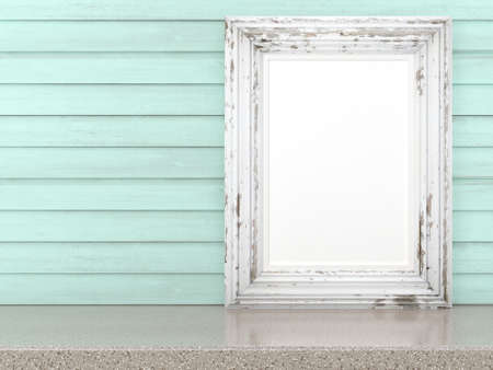Empty modern style frame on composition wall as concept