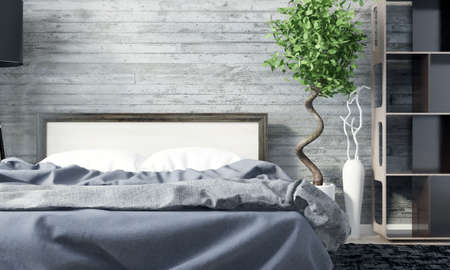 Bright interior bedroom in a modern style . 3D render