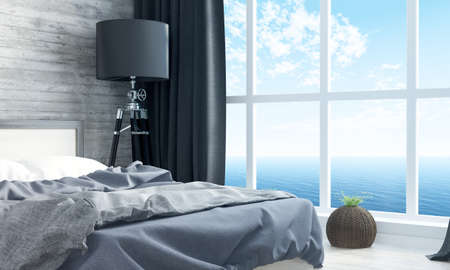 Bright interior bedroom in a modern style . 3D renderの写真素材