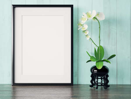 Empty modern style frame on composition wall as conceptの写真素材