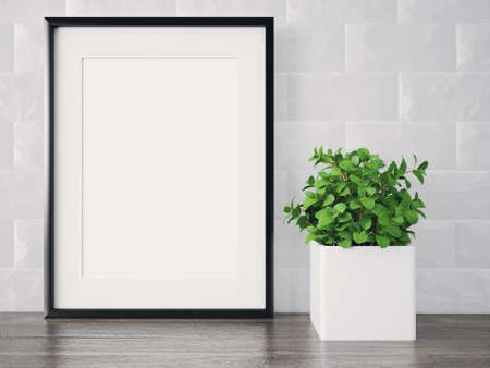 Empty modern style frame on composition wall as conceptの写真素材