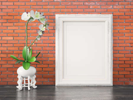 Empty modern style frame on composition wall as conceptの写真素材