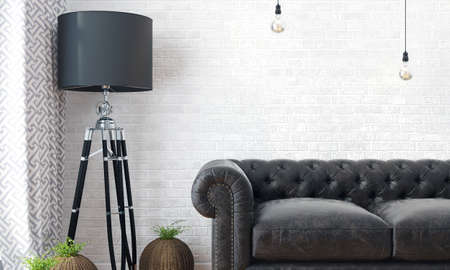 Bright interior in a modern style . 3D renderの写真素材