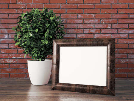 Empty modern style frame on composition wall as concept