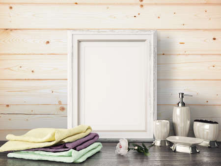 Empty modern style frame on composition wall as conceptの写真素材