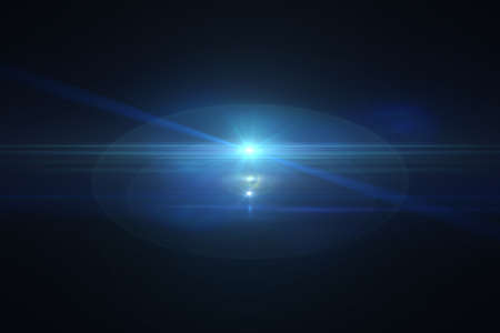 Lens flare effect in space 3D renderの写真素材