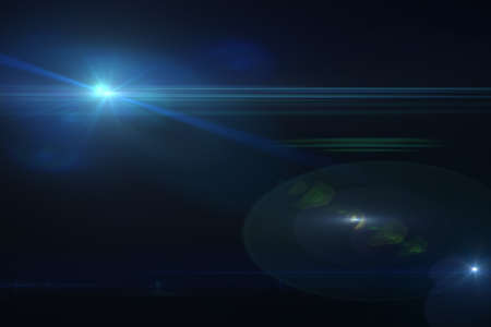 Lens flare effect in space 3D render