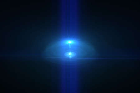 Lens flare effect in space 3D render