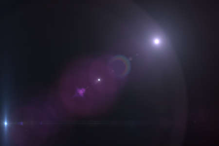 Lens flare effect in space 3D render