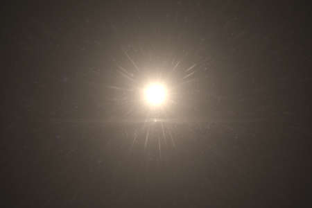Lens flare effect in space 3D render