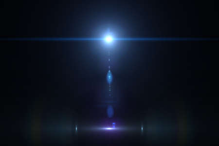 Lens flare effect in space 3D render