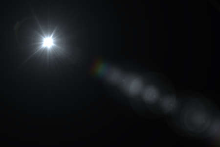Lens flare effect in space 3D renderの写真素材