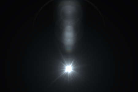 Lens flare effect in space 3D render