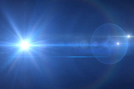 Lens flare effect in space 3D renderの写真素材