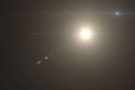 Lens flare effect in space 3D renderの写真素材
