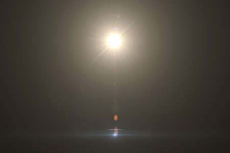 Lens flare effect in space 3D renderの写真素材