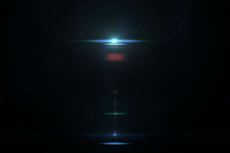 Lens flare effect in space 3D render