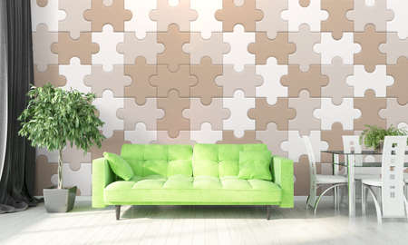 Bright living room in a modern style . 3D renderの写真素材