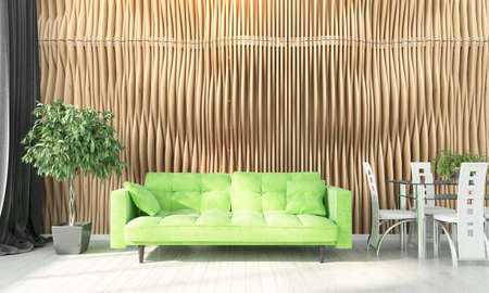Bright living room in a modern style . 3D render