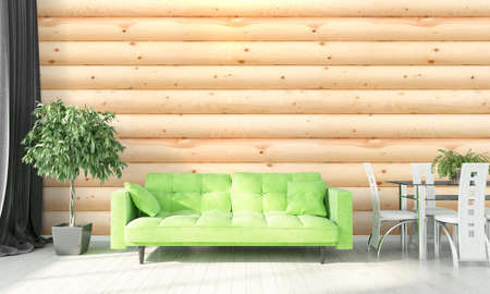 Bright living room in a modern style . 3D renderの写真素材