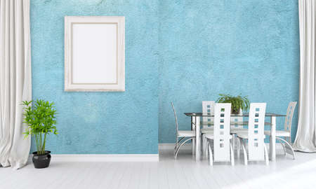 Bright interior with frame in a modern style . 3D render