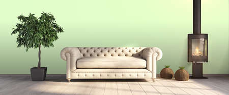 Bright interior in a modern style . 3D render