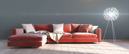Bright interior in a modern style . 3D render