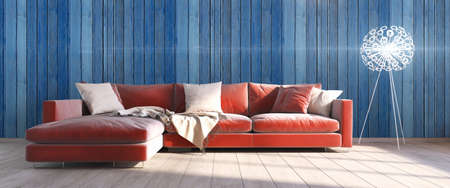 Bright interior in a modern style . 3D renderの写真素材