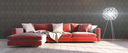 Bright interior in a modern style . 3D renderの写真素材