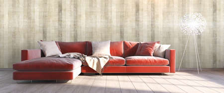 Bright interior in a modern style . 3D renderの写真素材