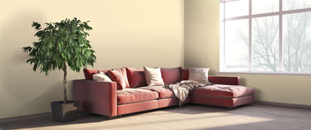 Bright interior in a modern style . 3D renderの写真素材