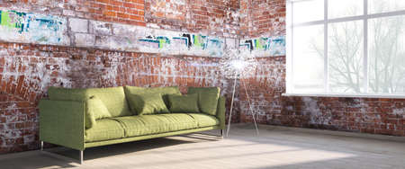 Bright interior in a modern style . 3D renderの写真素材