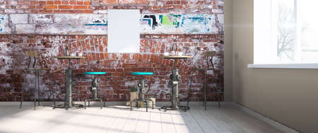 Bright interior in a modern style . 3D renderの写真素材