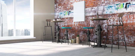 Bright interior in a modern style . 3D render
