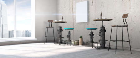 Bright interior in a modern style . 3D render