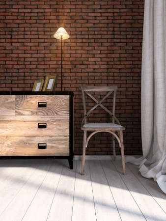 Bright interior in a modern style . 3D renderの写真素材